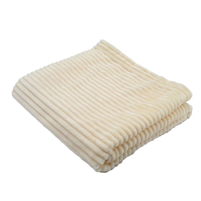 Couverture boudoir - DOMIVA - Lait - 75 x 100 cm - Velours côtelé, douce et chaude