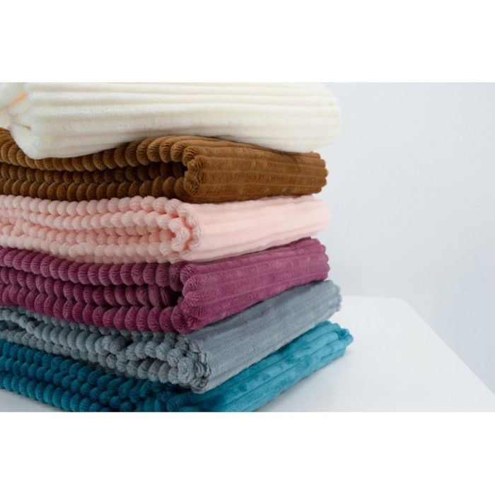 Couverture boudoir - DOMIVA - Lait - 75 x 100 cm - Velours côtelé, douce et chaude