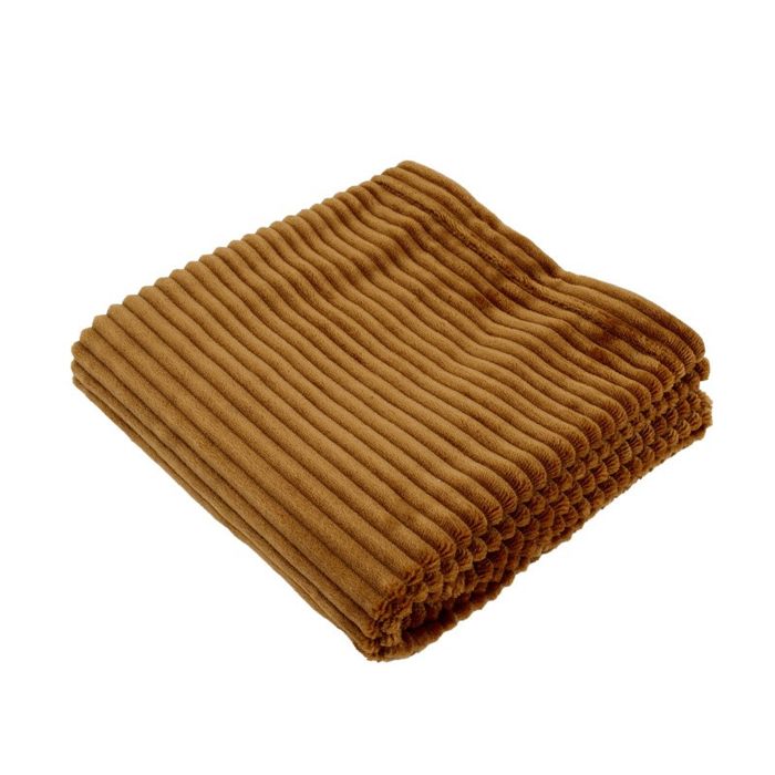 Couverture boudoir - DOMIVA - Caramel - 75 x 100 cm - Velours côtelé, douce et chaude