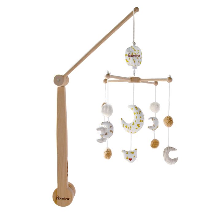 Mobile musical lune pour bébé Naturel 60x40 cm