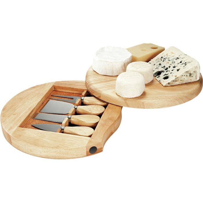 Plateau a fromage - LIVOO - MEN28 - En hévéa - Plateau pivotant - Avec 4 ustensiles