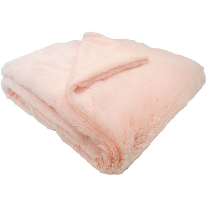 Couverture doublée - DOMIVA - Ultra douce et chaude - 75 x 100 cm - Lait fraise