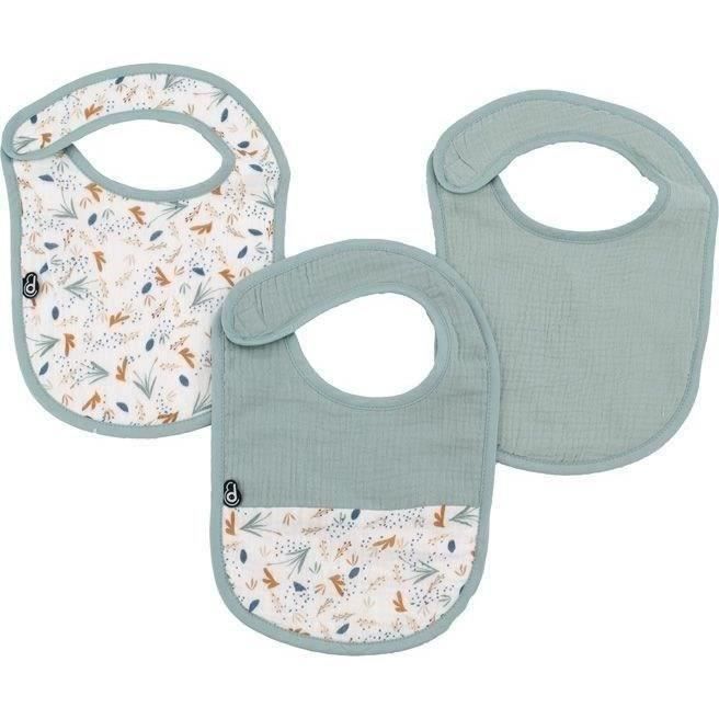 Lot x3 bavoirs - DOMIVA - 6-12 mois - Gaze de coton - Celadon