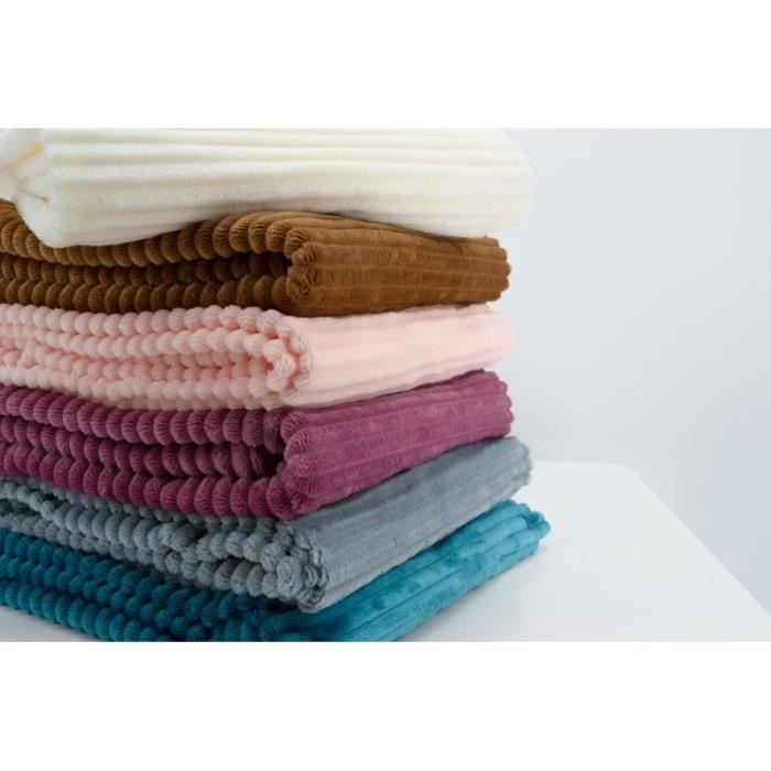 Couverture boudoir - DOMIVA - Blush - 75 x 100 cm - Velours côtelé, douce et chaude