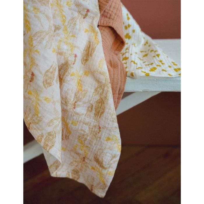 Lot de 3 langes - DOMIVA - Honey Moon - Mousseline de coton - Doux et respirants