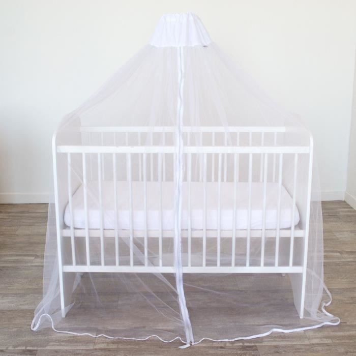 Lot ciel de lit + fleche de lit sur socle - DOMIVA - Moustiquaire pour lit blanc, maille ultra fine