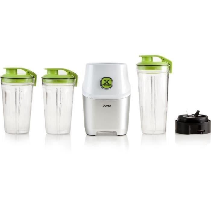 Blender DOMO Xpower - DO700BL - 1000 W - 3 bouteilles (700 ml et 2 bouteilles 500 ml) - 10 pieces - Gris