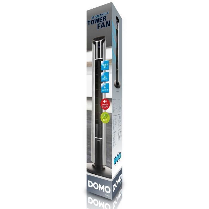 DOMO Ventilateur tour 107 cm 45 W Noir et argentÈ
