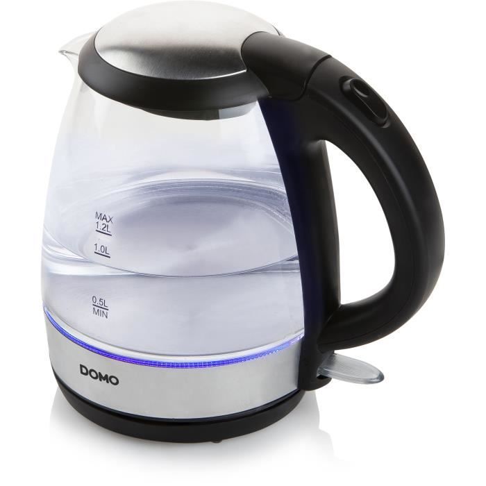 Bouilloire en verre - DOMO - DO9218WK - 2200 W - 1,2 L - Base 360° - Carafe en verre