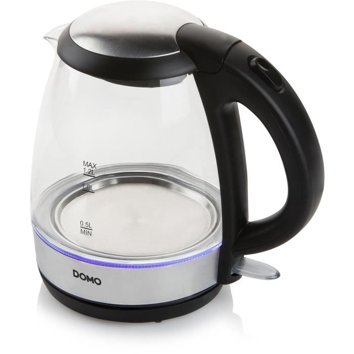 Bouilloire en verre - DOMO - DO9218WK - 2200 W - 1,2 L - Base 360° - Carafe en verre