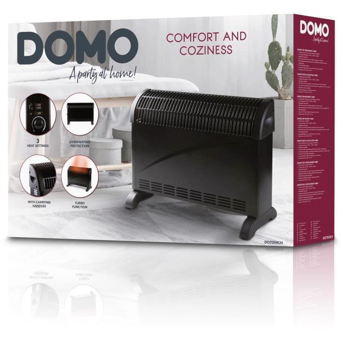 Convecteur de chauffage turbo - 2000 W - DOMO - DO7350CH - 52,5 x 38,8 x 19,5 cm - Noir