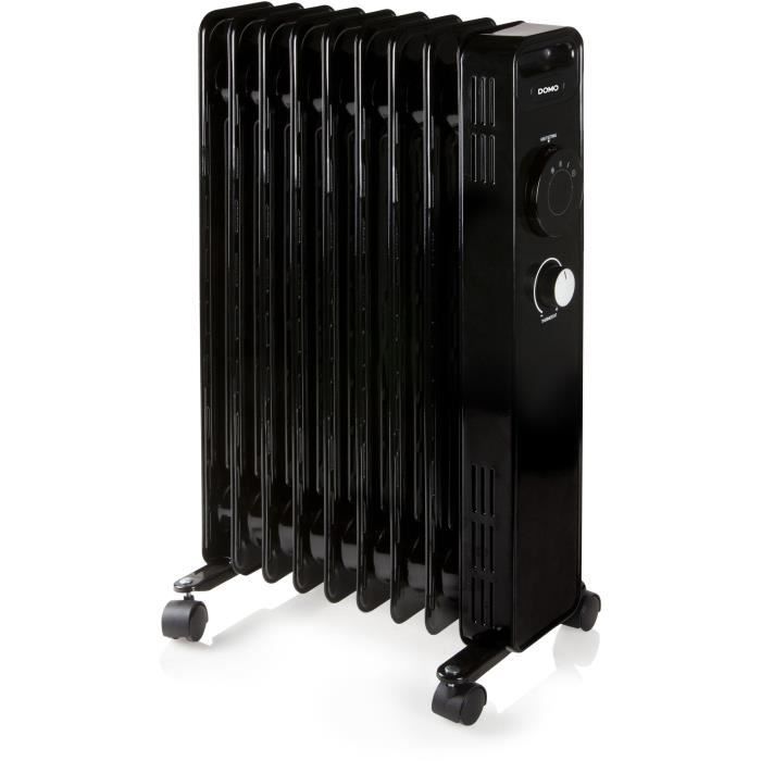Radiateur a bain d'huile - 2000 W - DOMO - DO7327R - 42,5 x 28 x 64 cm - Noir