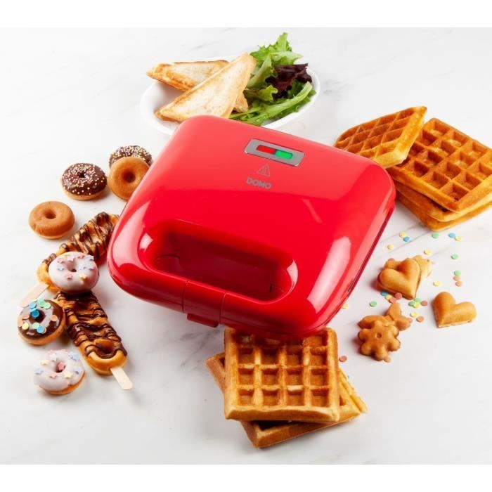 DOMO - DO9242W - Appareil a croque monsieur - 5 en 1 - 5 jeux de plaques anti-adhÈsives interchangeables - 750W