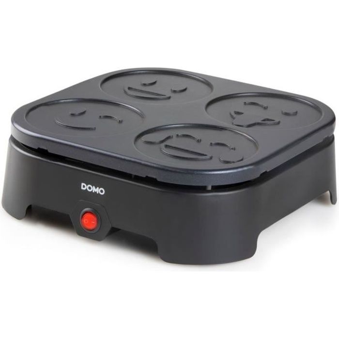 CrÈpiere DOMO - 4 crepes - Motifs EMOJI - revetement anti-adhÈsif - 600w - l31 x L34 x h13 cm