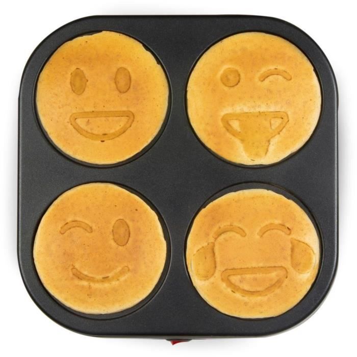 CrÈpiere DOMO - 4 crepes - Motifs EMOJI - revetement anti-adhÈsif - 600w - l31 x L34 x h13 cm