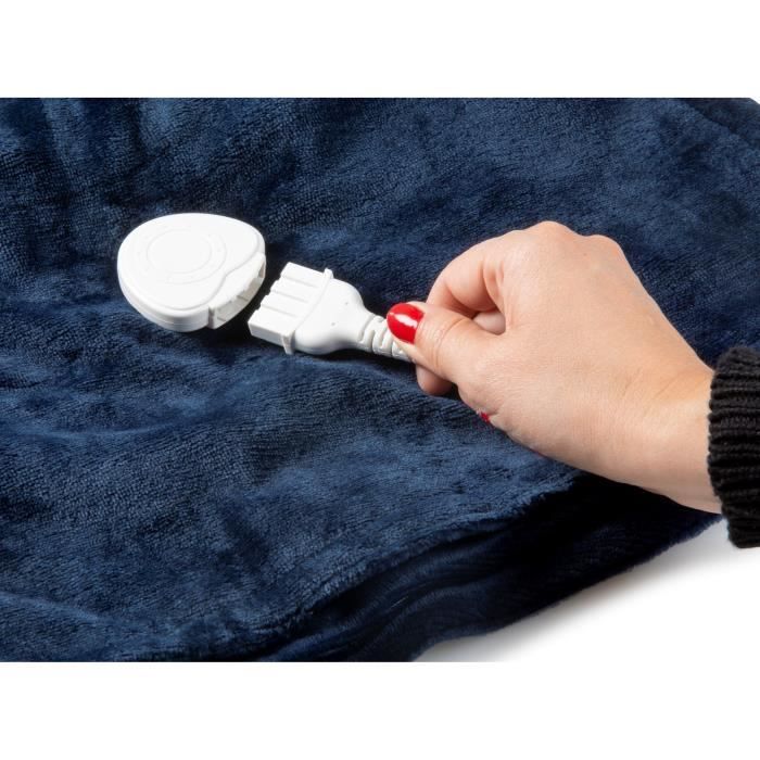 Couverture chauffante DOMO - 10 positions de chaleur - Molleton flanelle - 180x130 cm - Bleu foncÈ