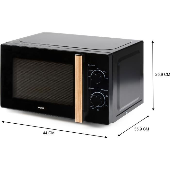 Four micro-ondes DOMO DO2820 - 20L - 700W - Minuterie 35mn - Fonction dÈcongÈlation - L44 x P35,8 x H 25,8 cm - Noir finition bois