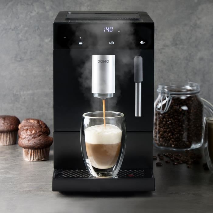 Machine a expresso automatique avec broyeur - DOMO - DO1150K - 1350 W - 19 bar - 125 g café - Noir