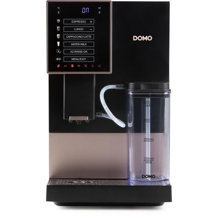 Machine a expresso automatique avec broyeur - DOMO - DO743K - 1350 W - 19 bar - 125 g café - Noir