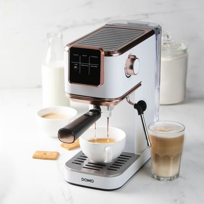 Machine a expresso 3 en 1 - DOMO - DO746K - 1350 W - 20 Bar - Blanc / Rose