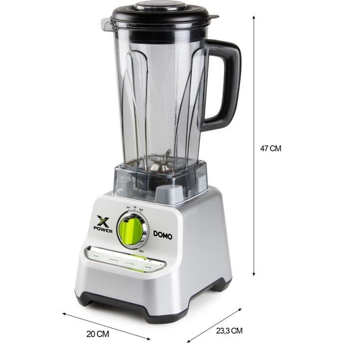 Blender XPOWER - DOMO - DO747BL - 1500 W - 2 L - Gris