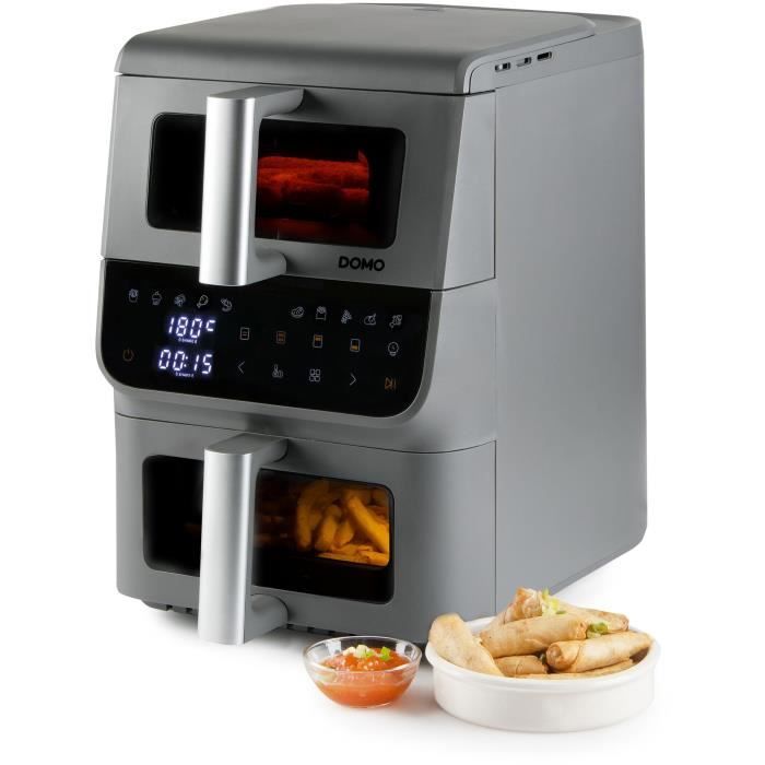 Friteuse sans huile - DOMO - Airfryer DO550FR - Double cuve 3.5 L + 6,5 L - 10 programmes - 2500 W