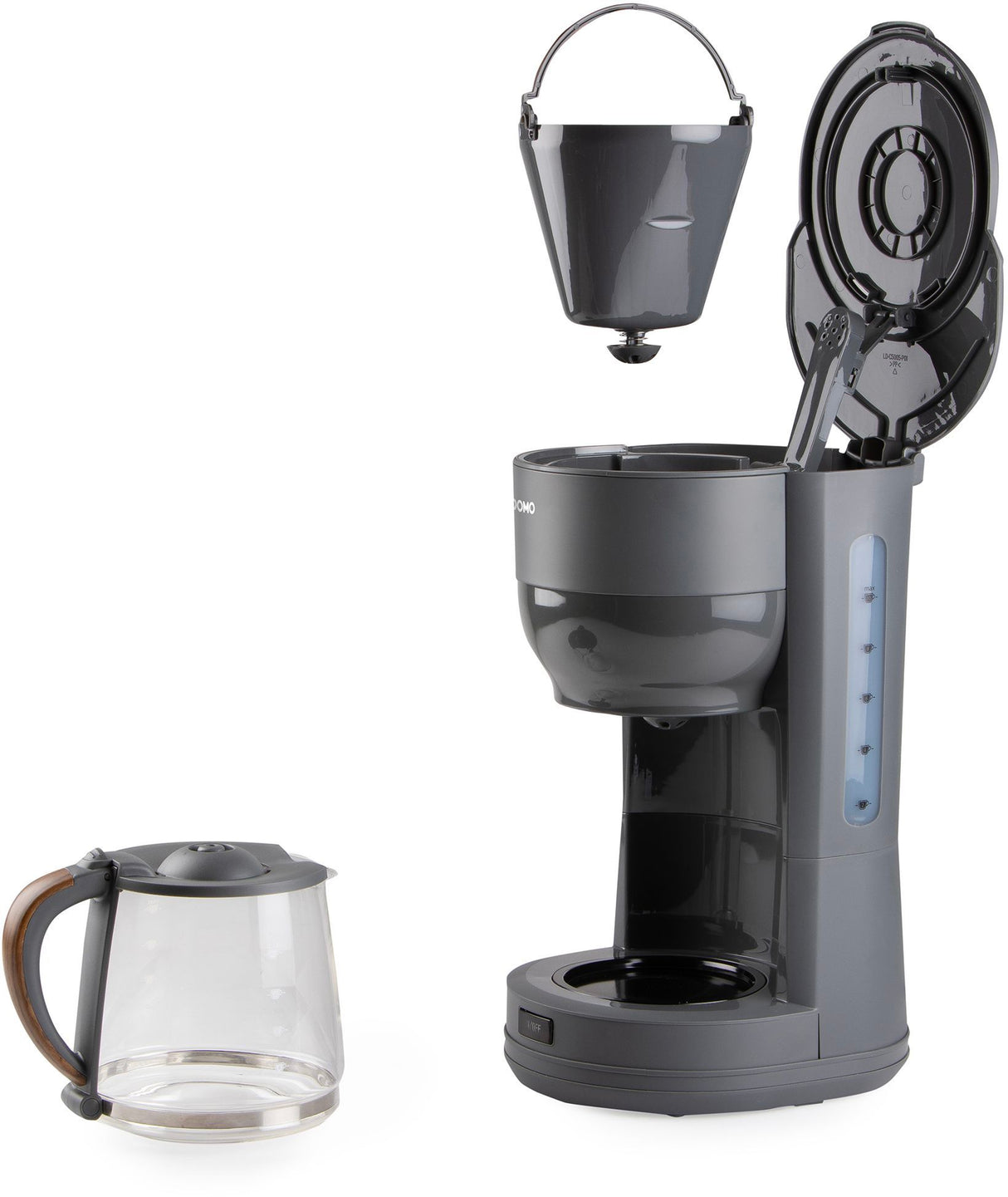 Cafetiere filtre - DOMO - DO754K - 1,25 L - 10 tasses - Gris / Bois