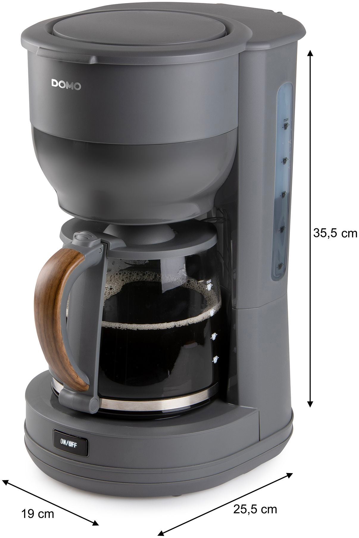 Cafetiere filtre - DOMO - DO754K - 1,25 L - 10 tasses - Gris / Bois
