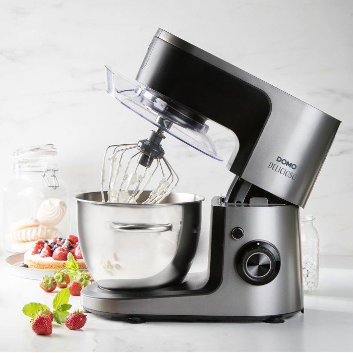 Robot pâtissier multifonction - DOMO - 1200 W - 4,5 L - 8 vitesses + Pulse - Gris / Noir