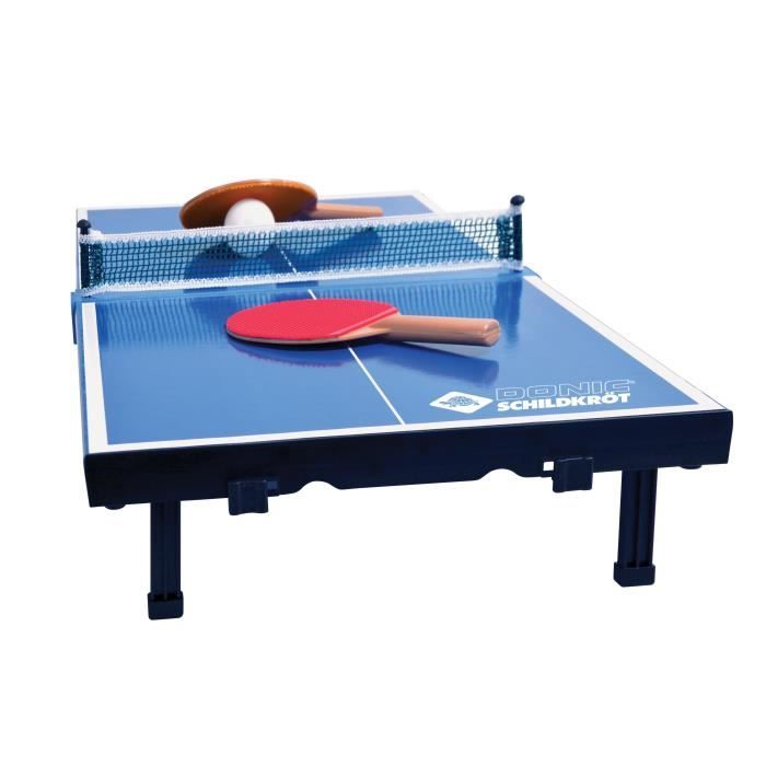 Set mini table de ping pong - SCHILDKRÖT - Mini-table 68x33x9 cm - 2 mini-raquettes PVC - Balle ABS - Filet - Table pliable