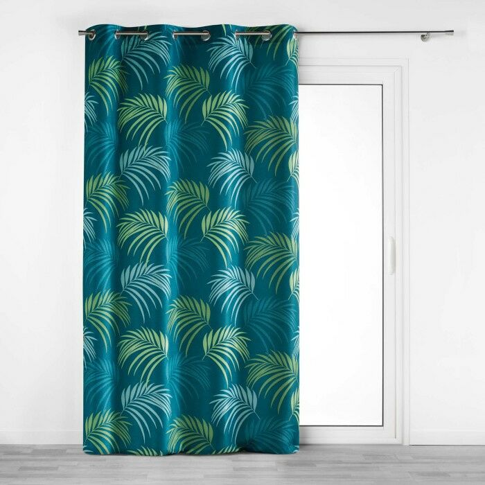 Rideau a oeillets 140 x 260 cm Polyester imprimé Blue Végétal Bleu