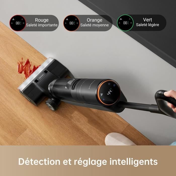 DREAME H13 Pro - Aspirateur Eau et Poussiere - Lavage 60 °C - Séchage air Chaud 30 Min - Nettoyage Auto Double Rotation - Brosse LED