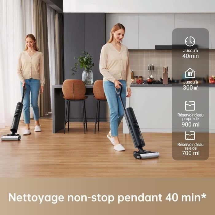 DREAME H13 Pro - Aspirateur Eau et Poussiere - Lavage 60 °C - Séchage air Chaud 30 Min - Nettoyage Auto Double Rotation - Brosse LED