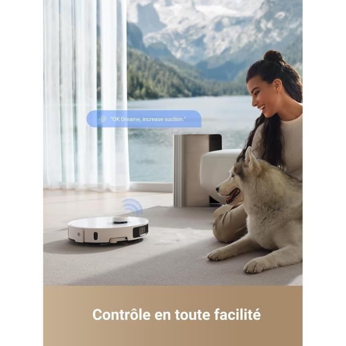 DREAME L40 Ultra Robot Aspirateur Laveur avec Serpilliere Amovible et relevable - Brosse latérale Extensible et relevable -11 000 Pa