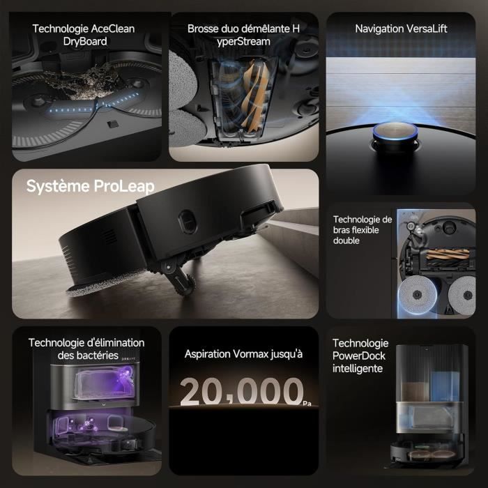DREAME X50 Ultra Complete - Robot Aspirateur avec Station - Evitement d'obstacles par IA et Navigation a 360 - Aspiration 20 000 Pa
