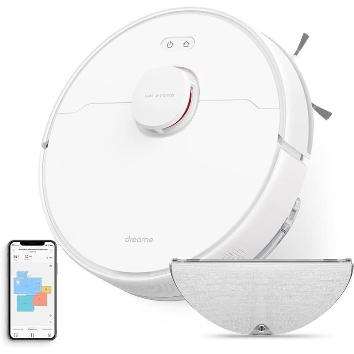 DREAME D9Max White - Aspirateur Robot Laveur 2 en 1 - Navigation LDS Intelligente Laser - 4 000Pa - Cartes pour sols Multiples