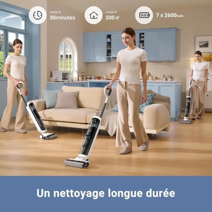 MOVA K20 - Aspirateur Laveur Sec Et Humide - Poids Léger de 4 kg - Nettoyage Auto Double Rotation - Écran LED