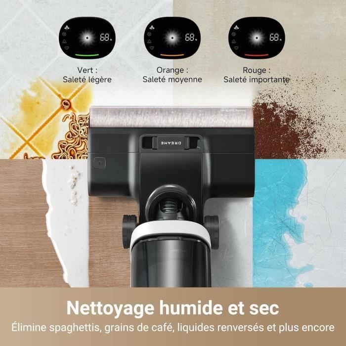 DREAME H14 Pro Aspirateur Laveur Sec Et Humide - Design Plat a 180° - Nettoyage de la Brosse a 60 °C - Séchage en 5min - 18 kPa