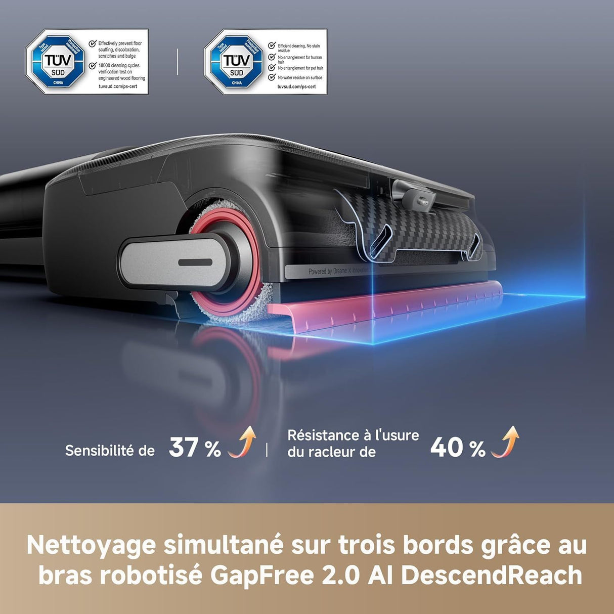DREAME H15 Pro FoamWash - Aspirateur Laveur - Nettoyage Ciblé - Solution a Rapport Intelligent - Bras Robotisé IA 2.0- TangleCut 2.0
