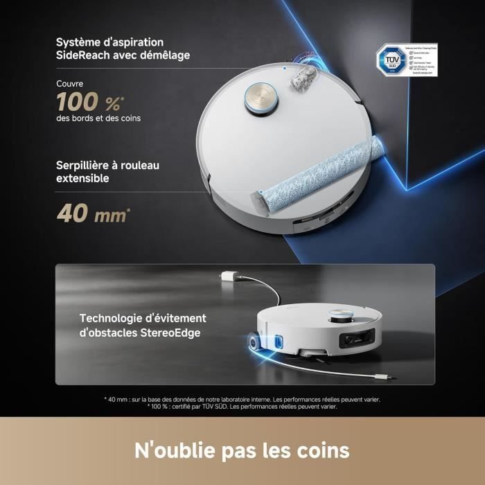 Aspirateur Robot Laveur - DREAME Aqua 10 Ultra Roller Complete - Nettoyage Automatique du Rouleau - Évitement d'obstacles de 8 cm