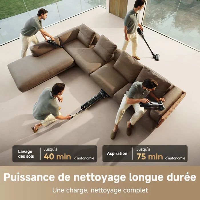 DREAME H14 Dual - Aspirateur Balai Laveur- 18k Pa - Aspirateur eau et poussieres - Fonctionnel multisurfaces 5-en-1