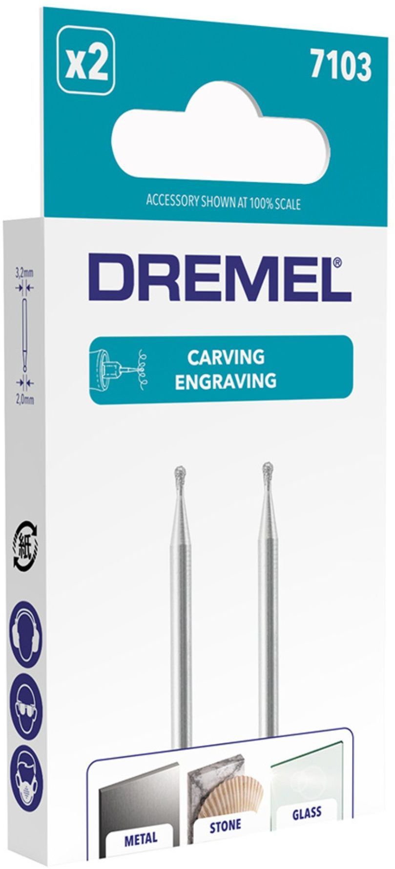 DREMEL Lot de 2 pointes diamantées 2mm 7103
