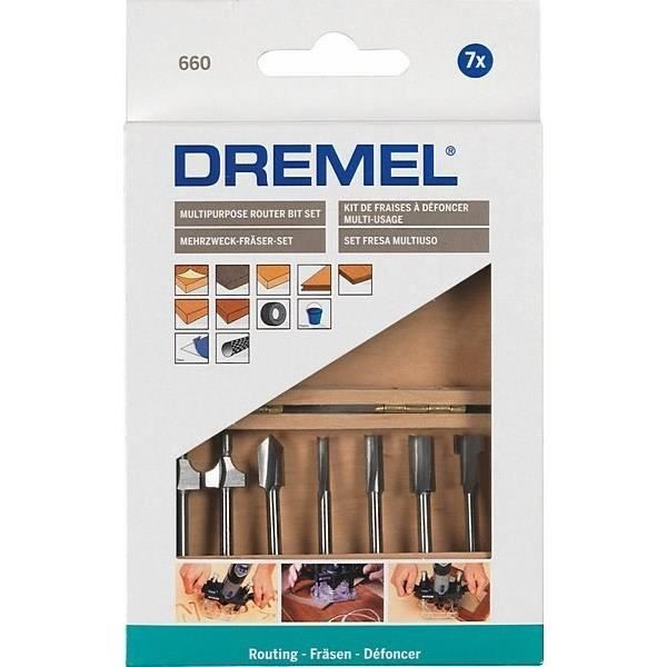 Kit de 7 fraises a defoncer DREMEL - Outils multifonctions rotatifs