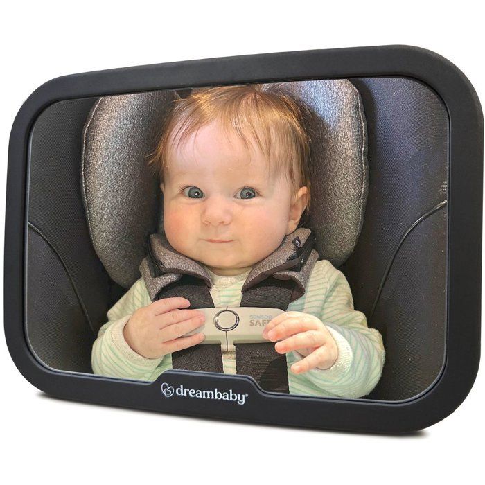 Grand miroir réglable - DREAMBABY - Pour siege arriere de bébé - Rectangulaire - Noir - 20 x 24 cm
