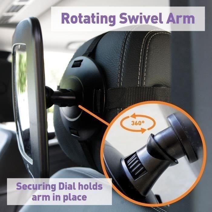 Grand miroir rÈtroviseur rectangulaire - DREAMBABY - RÈglable pour siege arriere - 20 x 24 cm - Noir