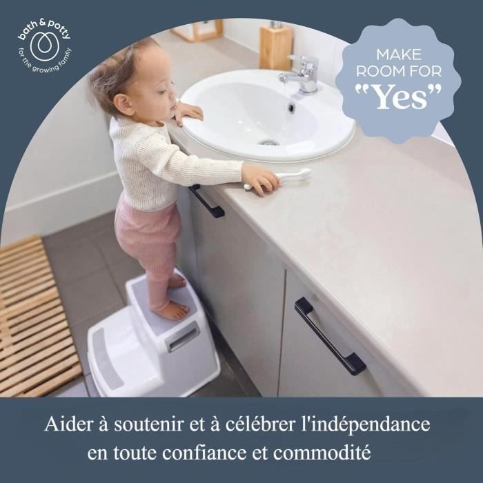 Tabouret marchepied - DREAMBABY - 2 Up - Antidérapant et texturé - Jusqu'a 80 kg pour les petits et les adultes - Gris