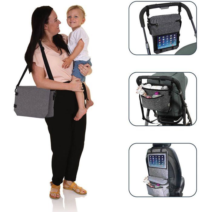 Sac a langer de voyage 3-en-1 - DREAMBABY - Organisateur pour poussette et siege auto, sac a langer avec porte-tablette - Isolé