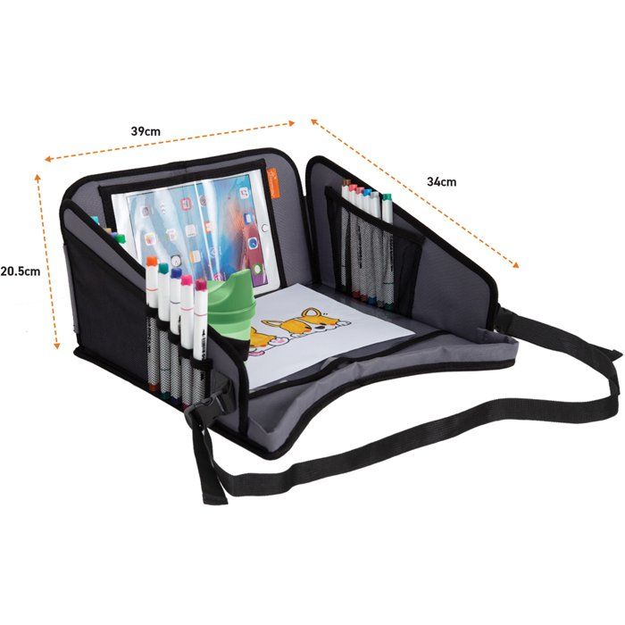 Plateau de voyage pour enfants - DREAMBABY - Plateau de siege de voiture et d'avion avec support de tablette et rangement