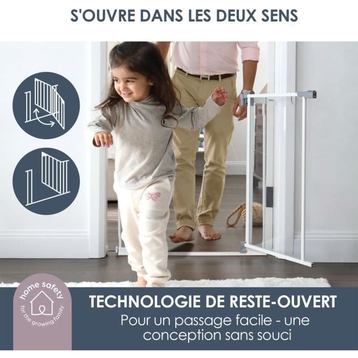 Barriere de sécurité a panneau transparent - DREAMBABY - Fonction maintien en position ouverte- Bas anti-chute - Blanc