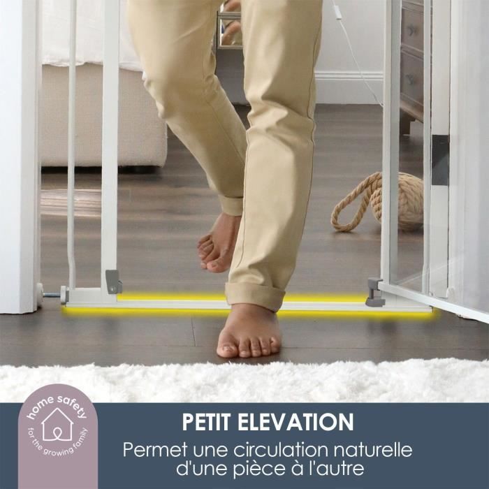 Barriere de sécurité a panneau transparent - DREAMBABY - Fonction maintien en position ouverte- Bas anti-chute - Blanc